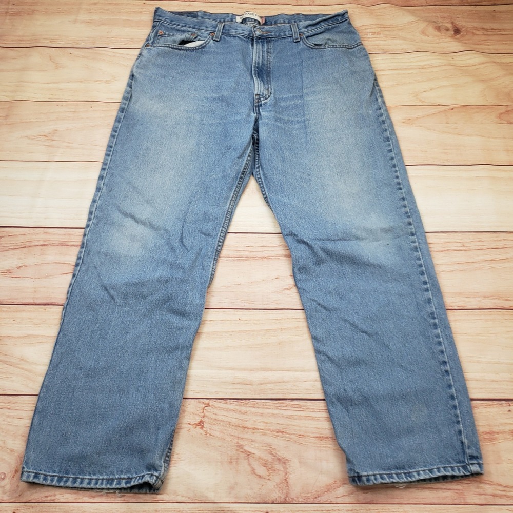 VINTAGE Levis 550 Relaxed Fit Mens 38x30 Jeans Light Wash Blue Denim Tapered Leg